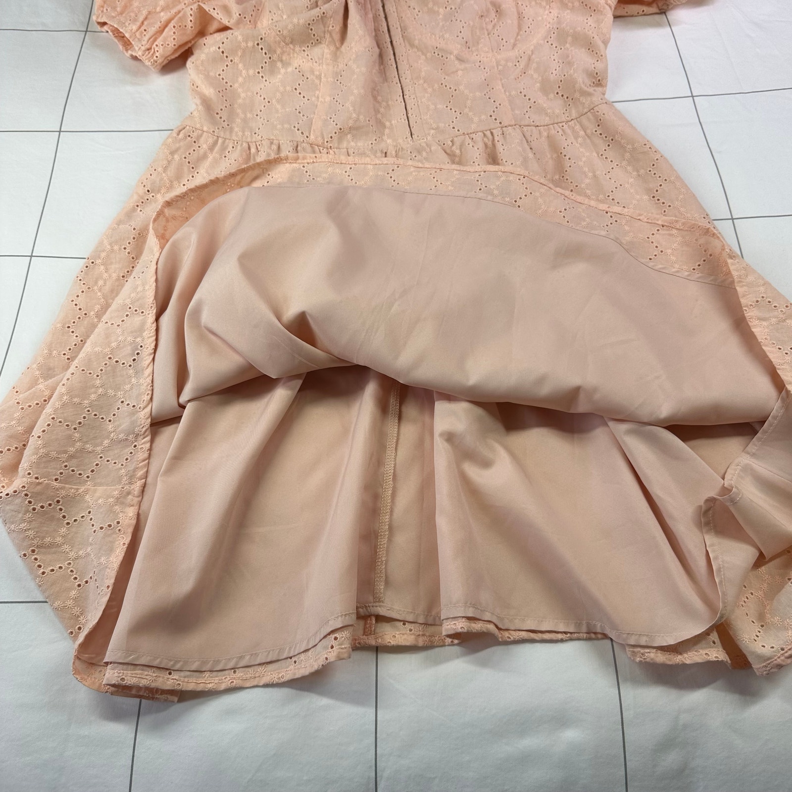 One Loved Babe Dress Womens 1xl Peach Stay With Me Eyelet Smocked Cottage Boho — image 8 of 8